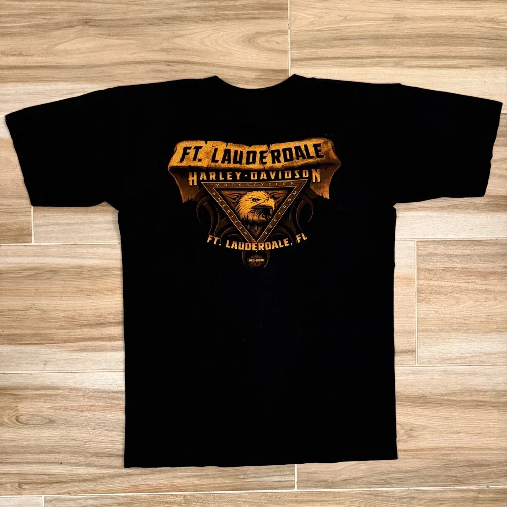 Vintage Harley-Davidson Ft Lauderdale Eagle T-Shirt Black Mens Medium 2005 USA - Picture 3 of 8